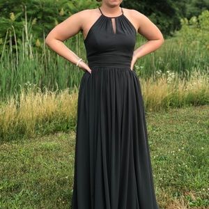 Charcoal Gray Chiffon Gown